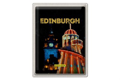 Blechschild Reise 30x40cm Edinburgh Scotland Nacht Lichter