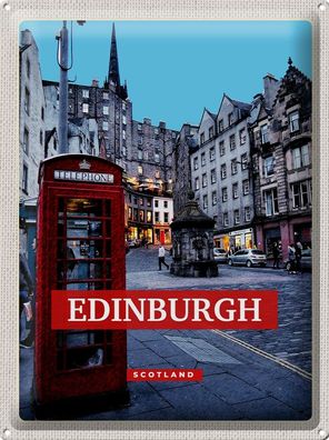 Blechschild Reise 30x40cm Edinburgh Scotland Telephone rot