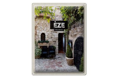 Blechschild Reise 30x40cm Eze France Steinhaus Architektur