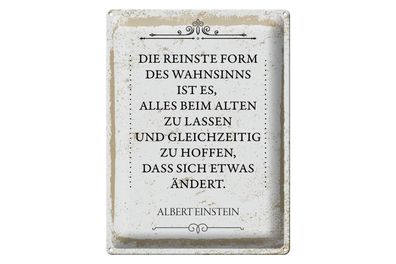 Blechschild Spruch Einstein reinste Form Wahnsinns 30x40cm