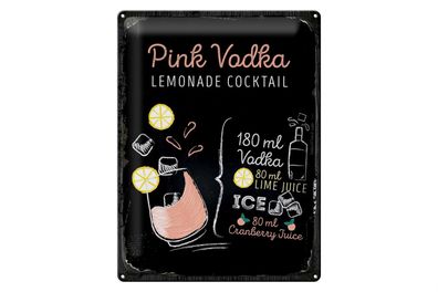 Blechschild Rezept Pink Vodka Cocktail Recipe 30x40cm Geschenk