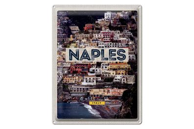 Blechschild Reise 30x40cm Naples Italy Neapel guide of city Meer