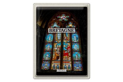 Blechschild Reise 30x40cm Bretagne France Kapelle Reiseziel