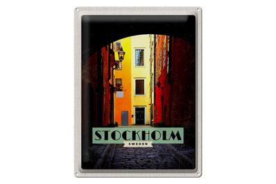 Blechschild Reise 30x40cm Stockholm Schweden Gasse Reise