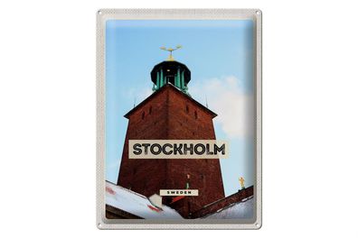 Blechschild Reise 30x40cm Stockholm Schweden Schnee Reise