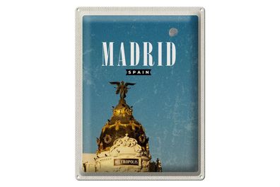 Blechschild Reise 30x40cm Madrid Spanien Metropolis Gebäude