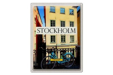 Blechschild Reise 30x40cm Stockholm Schweden Gebäude Reise