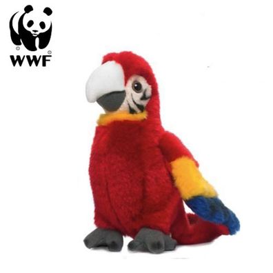 WWF Plüschtier Hellroter Ara Papagei (mit Sound, 14cm) Kuscheltier Stofftier