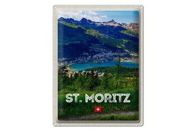 Blechschild Reise 30x40cm St. Moritz Österreich Ausblich Reise