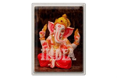 Blechschild Reise 30x40cm Indien Skulptur Ganesha Hindu