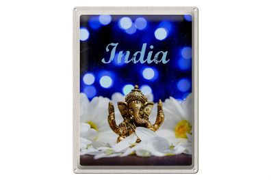 Blechschild Reise 30x40cm Indien Skulptur Elefant Ganesha Hindu