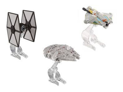 Hot Wheels Star Wars Raumschiffe 3er Set (Ghost, Millennium Falcon, Tie Fighter)