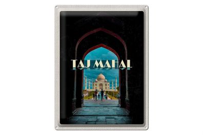 Blechschild Reise 30x40cm Indien Taj Mahal Menschen