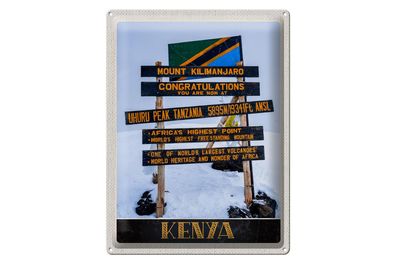 Blechschild Reise 30x40cm Kenia Afrika Mount Kilimandscharo 5895 M