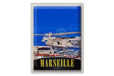 Blechschild Reise 30x40cm Marseille Frankreich Stadt Riesenrad