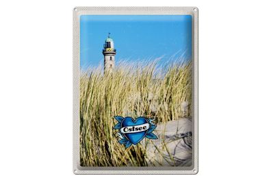 Blechschild Reise 30x40cm Ostsee Strand Sand Leuchtturm Urlaub