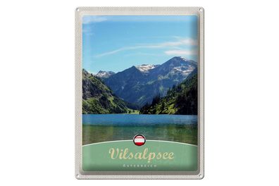 Blechschild Reise 30x40cm Vilsalpsee Österreich Wälder Wanderung