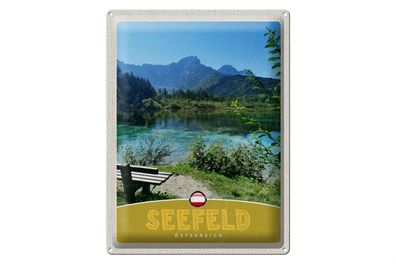 Blechschild Reise 30x40cm Seefeld Österreich Wald Wanderung