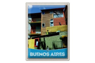 Blechschild Reise 30x40cm Buenos Aires Argentinien Häuser