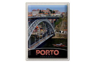 Blechschild Reise 30x40cm Porto Portugal Europa Brücke