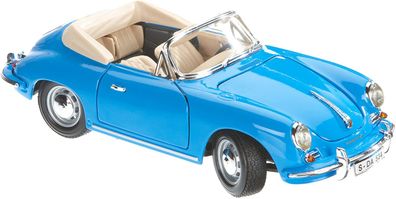 Bburago Porsche 356B Cabrio 1961 (blau, Maßstab 1:18) Auto Modellauto Sportwagen