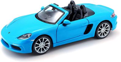 Bburago Porsche 718 Boxster (blau, Maßstab 1:24) Modellauto Auto Car Modell