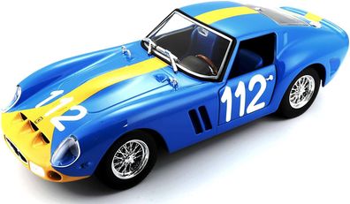 Bburago Ferrari 250 GTO #112 (hellblau, Maßstab 1:24) Modellauto Auto Rennwagen