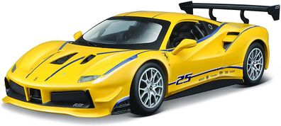 Bburago Ferrari 488 Challenge (gelb, Maßstab 1:24) Modellauto Sportwagen Car