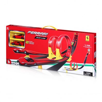 Bburago Ferrari Dual Loop inkl. 2 Autos Looping Spielzeugautos Rennen Duell 1:43