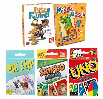 Kartenspiel 5er Set (UNO, Skip-Bo Junior, Pic Flip, Lost & Found, Misch Masch)