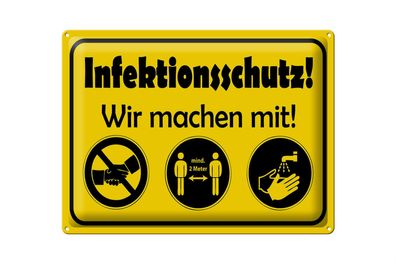 Blechschild Hinweis 40x30cm Infektionsschutz Wir machen mit