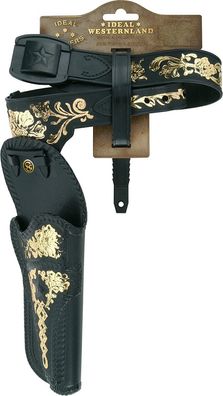 Schrödel 703 4111 Pistolengürtel 1 Holster (78cm, schwarz mit Goldprägung)