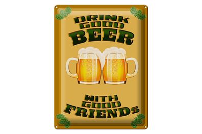 Blechschild Alkohol 30x40cm Drink good beer with friends