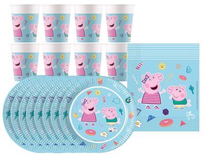 Peppa Wutz - Kindergeburtstags-Set (kompostierbar, 36-teilig) Teller Becher