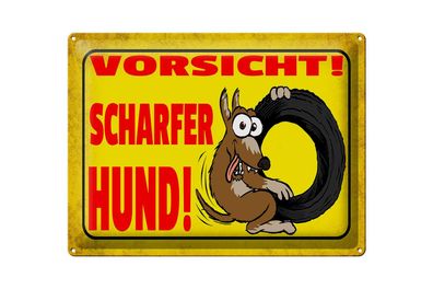 Blechschild Hinweis 40x30cm Vorsicht scharfer Hund