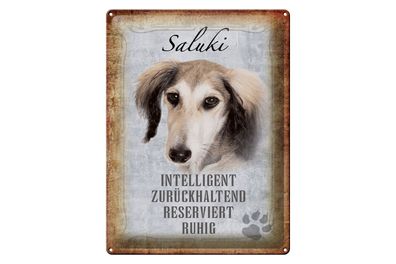 Blechschild Spruch 30x40cm Saluki Hund ruhig Geschenk