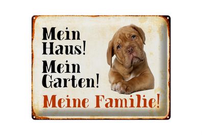 Blechschild Hund 40x30cm Beagle mein Haus Garten Familie