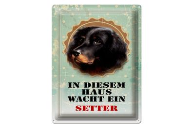 Blechschild Hund 30x40cm in diesem Haus wacht ein Setter