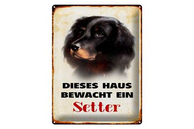 Blechschild Hund 30x40cm dieses Haus bewacht ein Setter