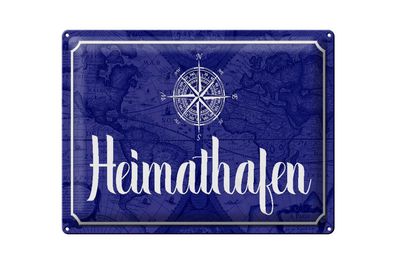 Blechschild Spruch 40x30cm Heimathafen Kompass Anker