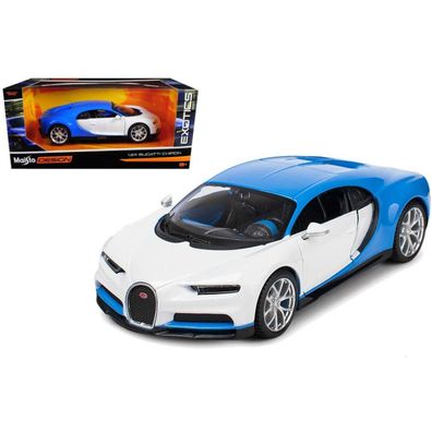 Maisto 32509 - Modellauto - Bugatti Chiron (weiß-blau, Maßstab 1:24) Auto Modell