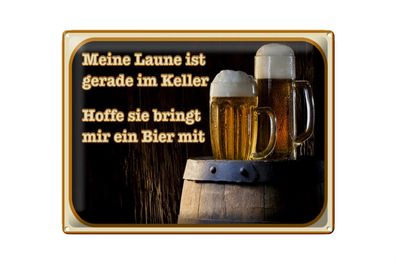 Blechschild Bier 40x30cm Laune gerade im Keller hoffe sie