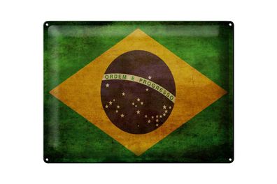 Blechschild Flagge 40x30cm Brasilien Geschenk