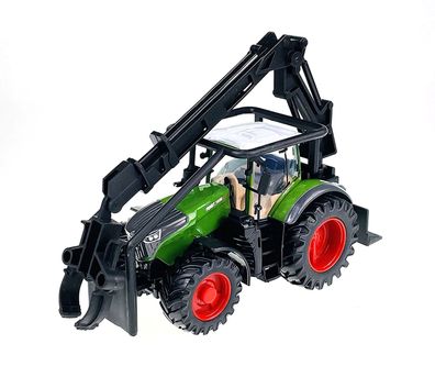 Bburago 18-31670 - Traktor Fendt 1050 Vario mit Holzlader (10cm) Modell Miniatur