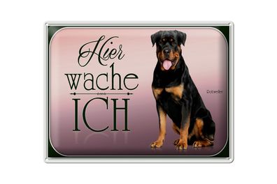 Blechschild Hund 40x30cm Rottweiler hier wache ich