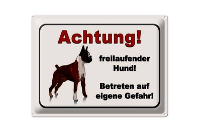 Blechschild Hinweis 40x30cm Achtung freilaufender Hund