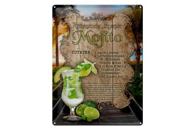 Blechschild Rezept 30x40cm Mojito Zutaten Limette Minze