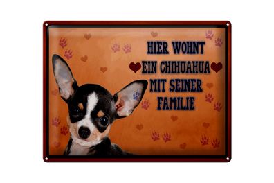 Blechschild Spruch 40x30cm Hund hier wohnt ein Chihuahua