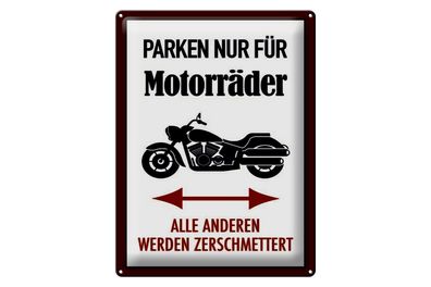 Blechschild Parken 30x40cm nur für Motorräder alle anderen