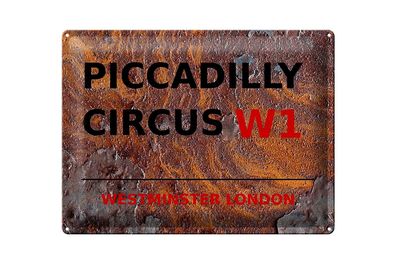 Blechschild London 40x30cm Westminster Piccadilly Circus W1 Rost